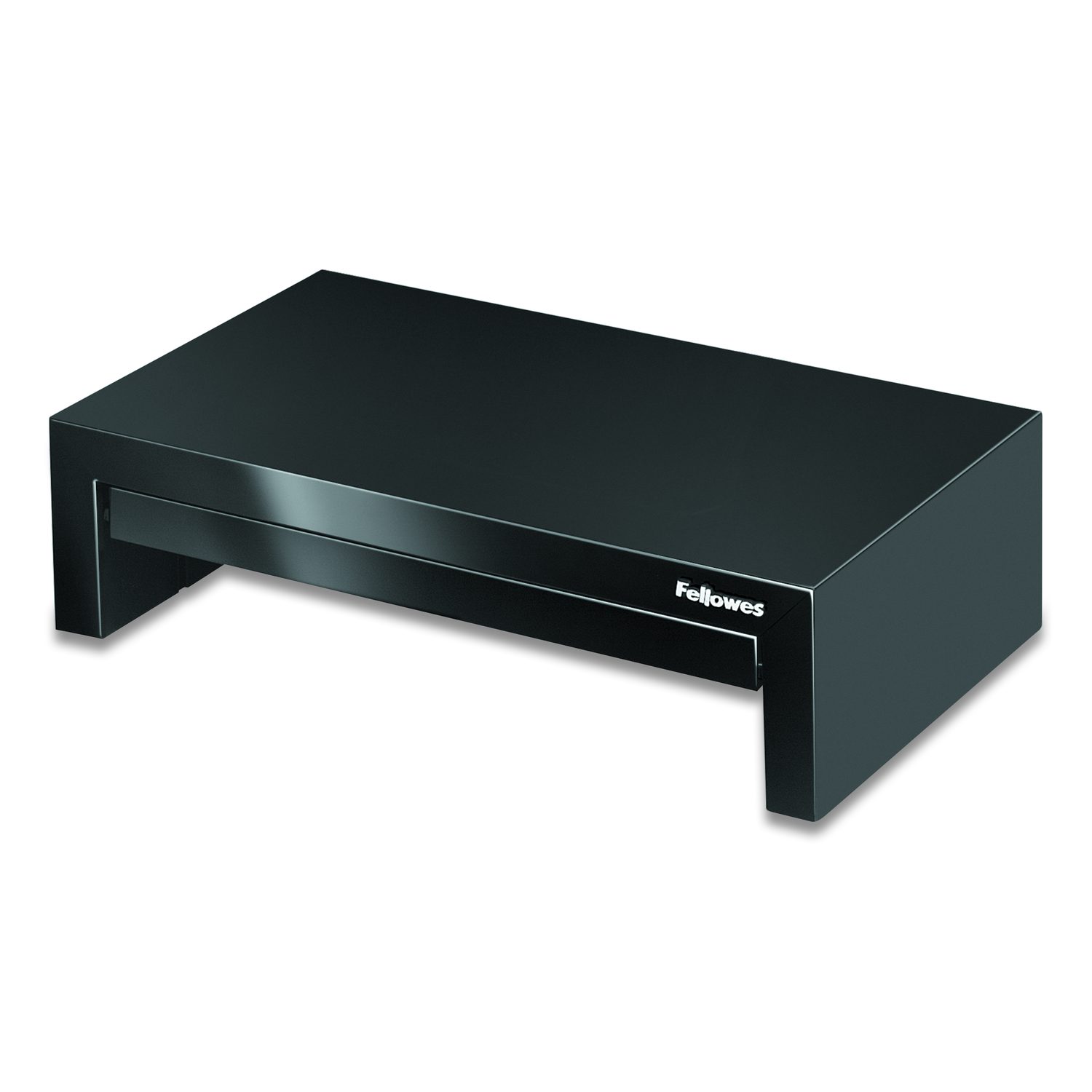 Fellowes Mfg. Co. Designer Suites Monitor Riser, For 21" Monitors, 16" x 9.38" x 4.38" to 6", Black Pearl, Supports 40 lbs