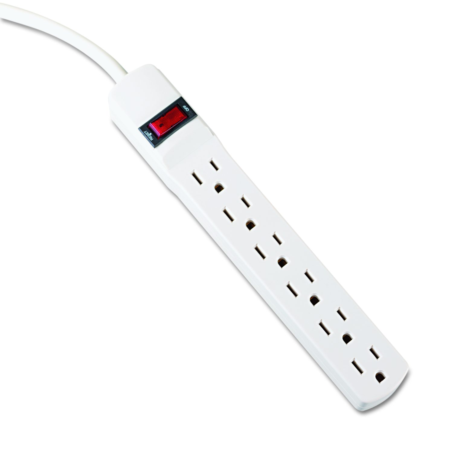Innovera Power Strip, 6 Outlets, 15 ft Cord, Ivory