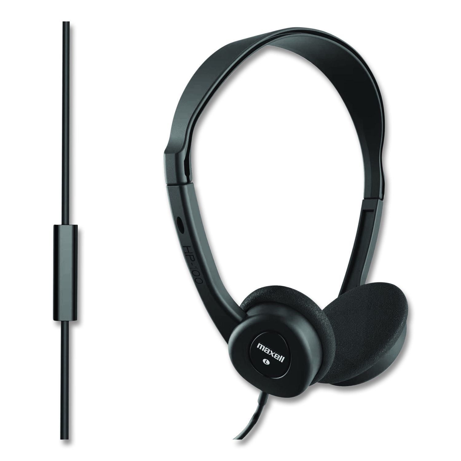 Maxell Corp. Of America HP100 Headphone with Mic, Black