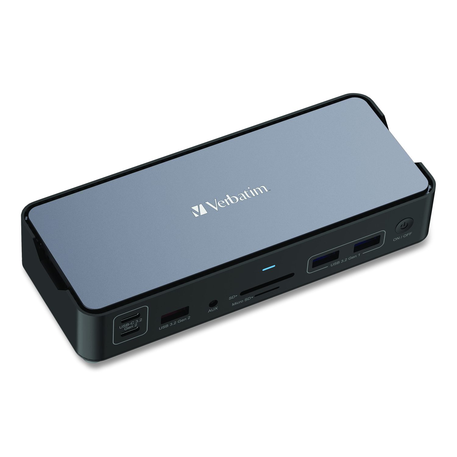Verbatim Corporation USB-C Pro Docking Station 15-in-1, Audio/DisplayPort/HDMI/Micro SD/RJ45/SD/USB-A/USB-C, Gray